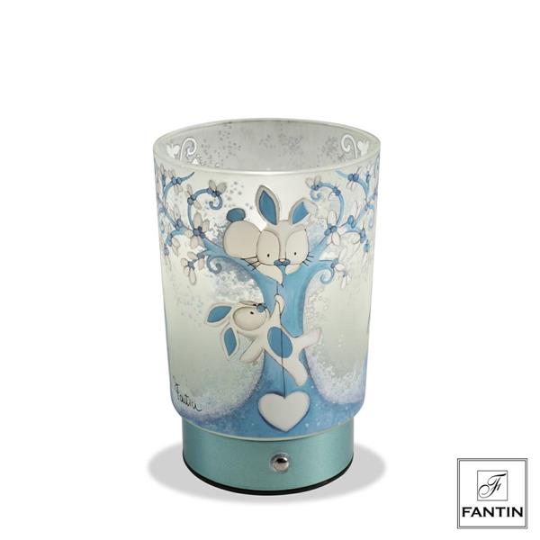 LAMPADA VOLPI E CERBIATTI AZZURRA RICARICA USB CM. Ø10 H15,5