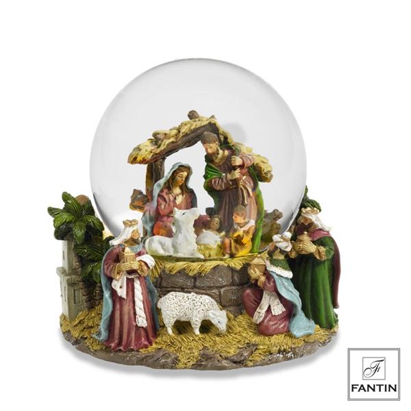 BOULE DE NEIGE CON LUCI LED E MUSICA NATIVITA' COLORE CM.Ø15,7XH15,5