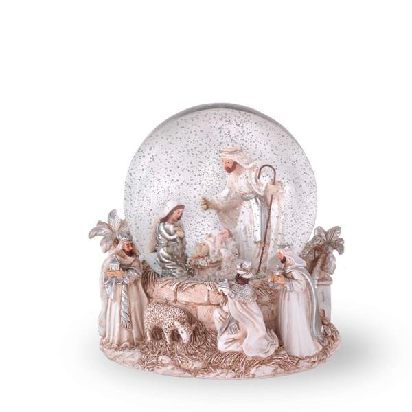 BOULE DE NEIGE CON LUCI LED E MUSICA NATIVITA' CM. Ø15,7XH15,5