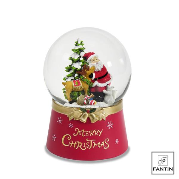 BOULE DE NEIGE CON LUCI LED E MUSICA BABBO CM. Ø12XH17