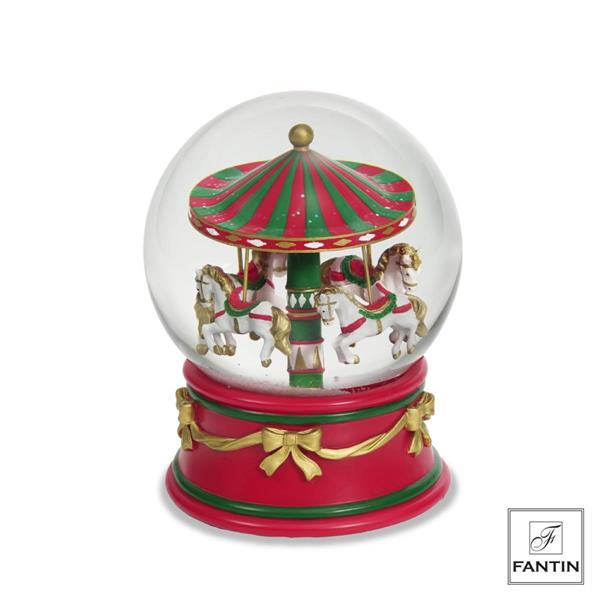 BOULE DE NEIGE CON LUCI LED E MUSICA GIOSTRA CAVALLI CM. Ø12XH15,8