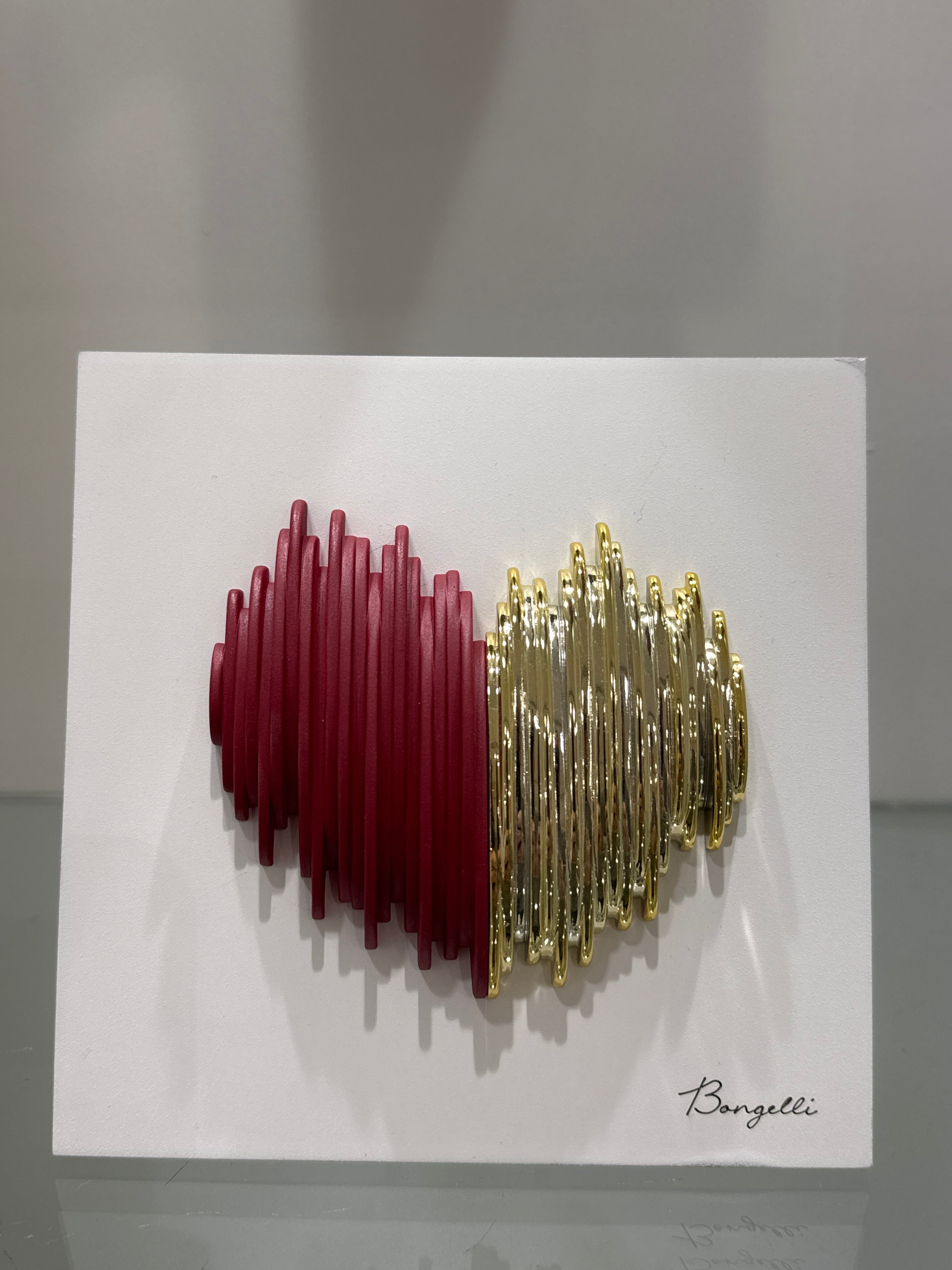 Bongelli Preziosi Quadretto cuore rosso  oro  15x15