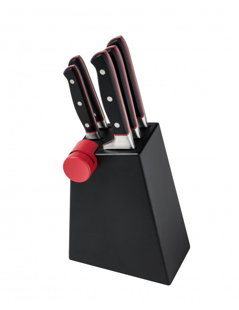 CEPPO PROFESSIONAL NERO CON AFFILA COLTELLI INTEGRATO E 5 COLTELLI INOX BRANDANI