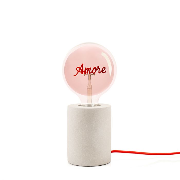 LAMPADA EMOZIONI DA VIVERE AMORE BASE LEGNO BULBO AMBRA EVVIVA