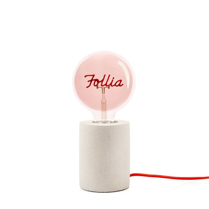 LAMPADA EMOZIONI DA VIVERE FOLLIA BASE CEMENTO BULBO FUMÈ EVVIVA