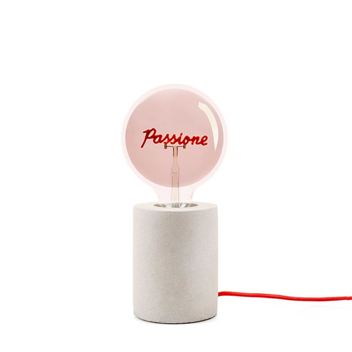 LAMPADA EMOZIONI DA VIVERE PASSIONE BASE CEMENTO BULBO FUMÈ EVVIVA