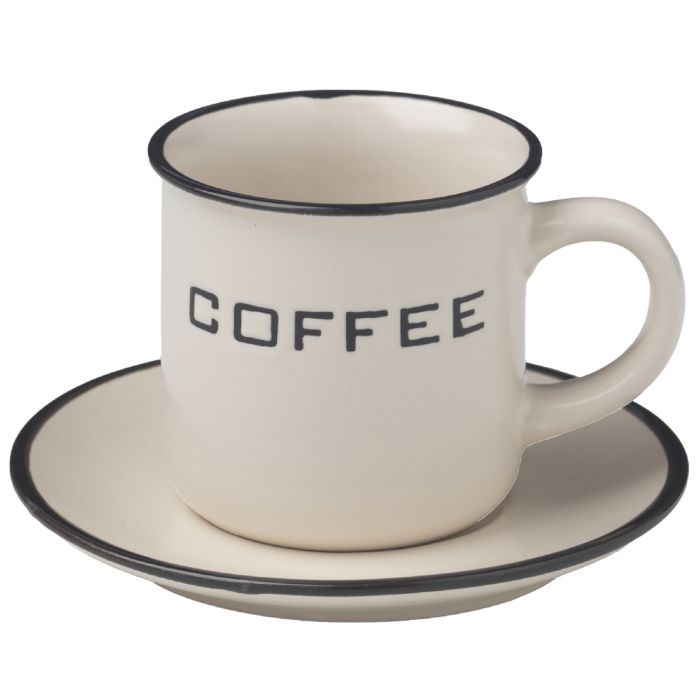 Set 6 tazze caffè con piattino 130 ml