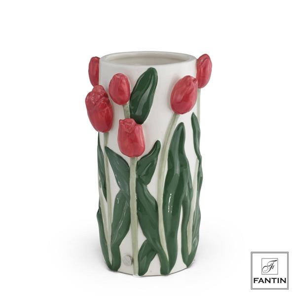 VASO CILINDRO TULIPANI LIGHT RED CM. Ø14 H23