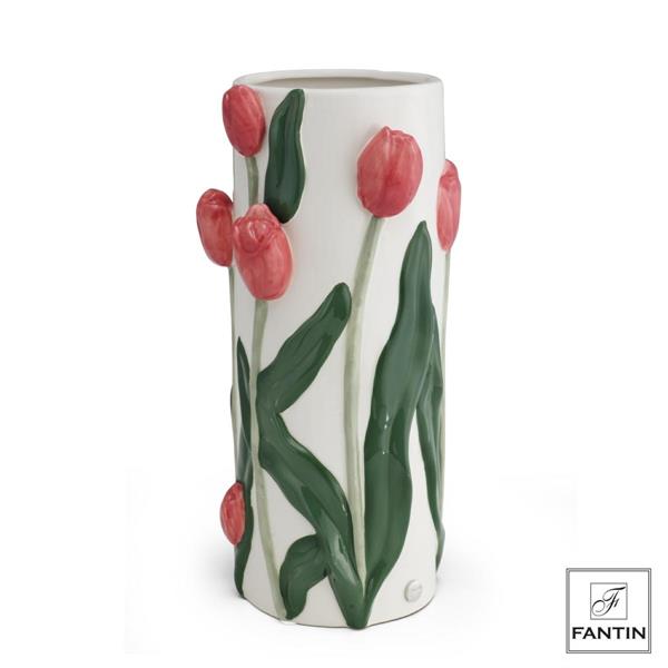 VASO CILINDRO TULIPANI LIGHT RED CM. Ø14,5 H28,3