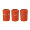 Evviva Company Vintage • Set 3 barattoli sale/zucchero/caffè – metallo arancio
