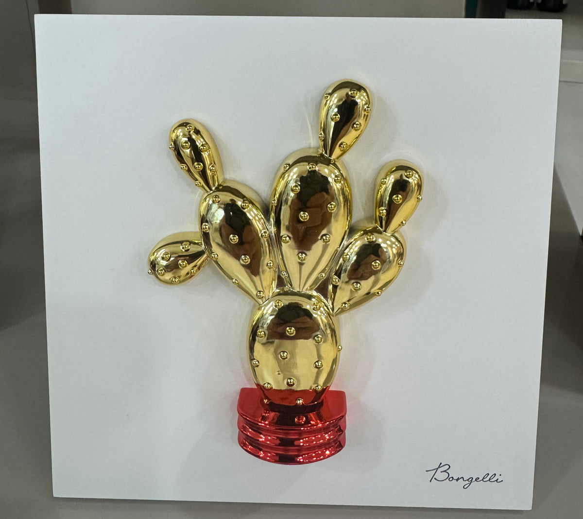 Bongelli Preziosi Quadretto 16x16 cactus bianco oro