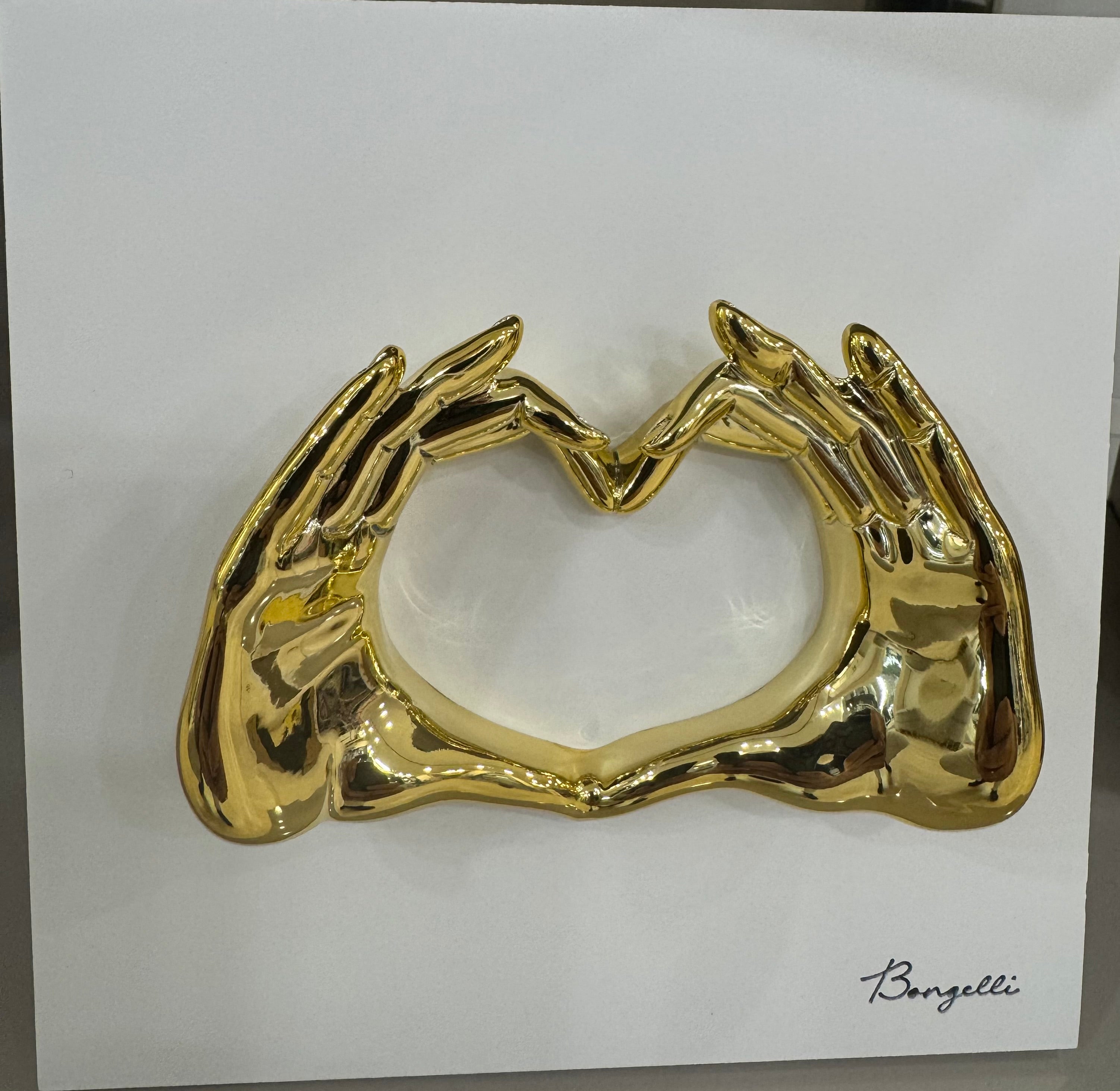 Bongelli Preziosi Quadretto 16x16 mani cuore bianco oro