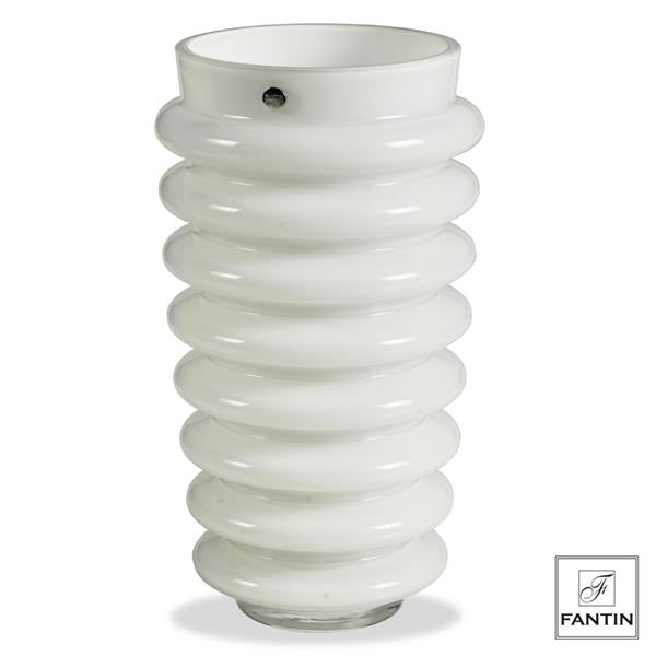 Fantin Argenti VASO VETRO ANELLI Bianco CM. Ø17 X H30
