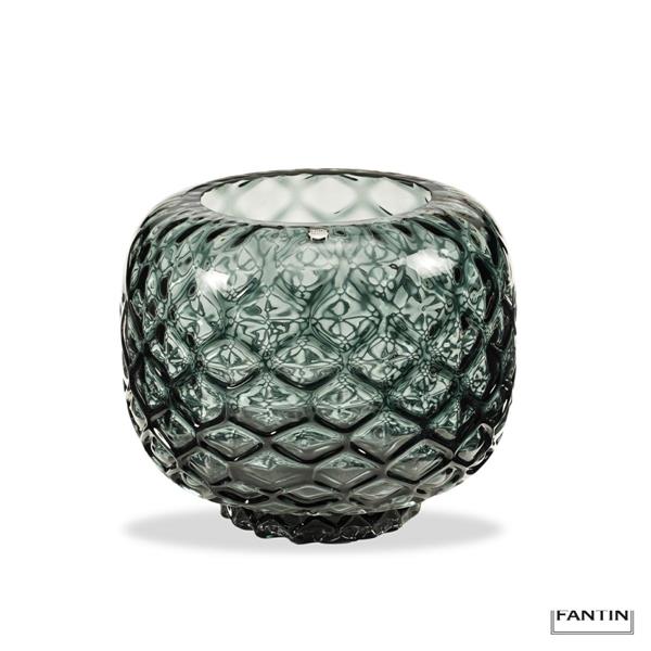Fantin Argenti VASO VETRO NIDO D'APE PETROLIO CM. Ø30XH26
