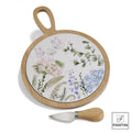 SET TAGLIERE IN CERAMICA C/BASE LEGNO ORTENSIA CM. 20X28 Fantin