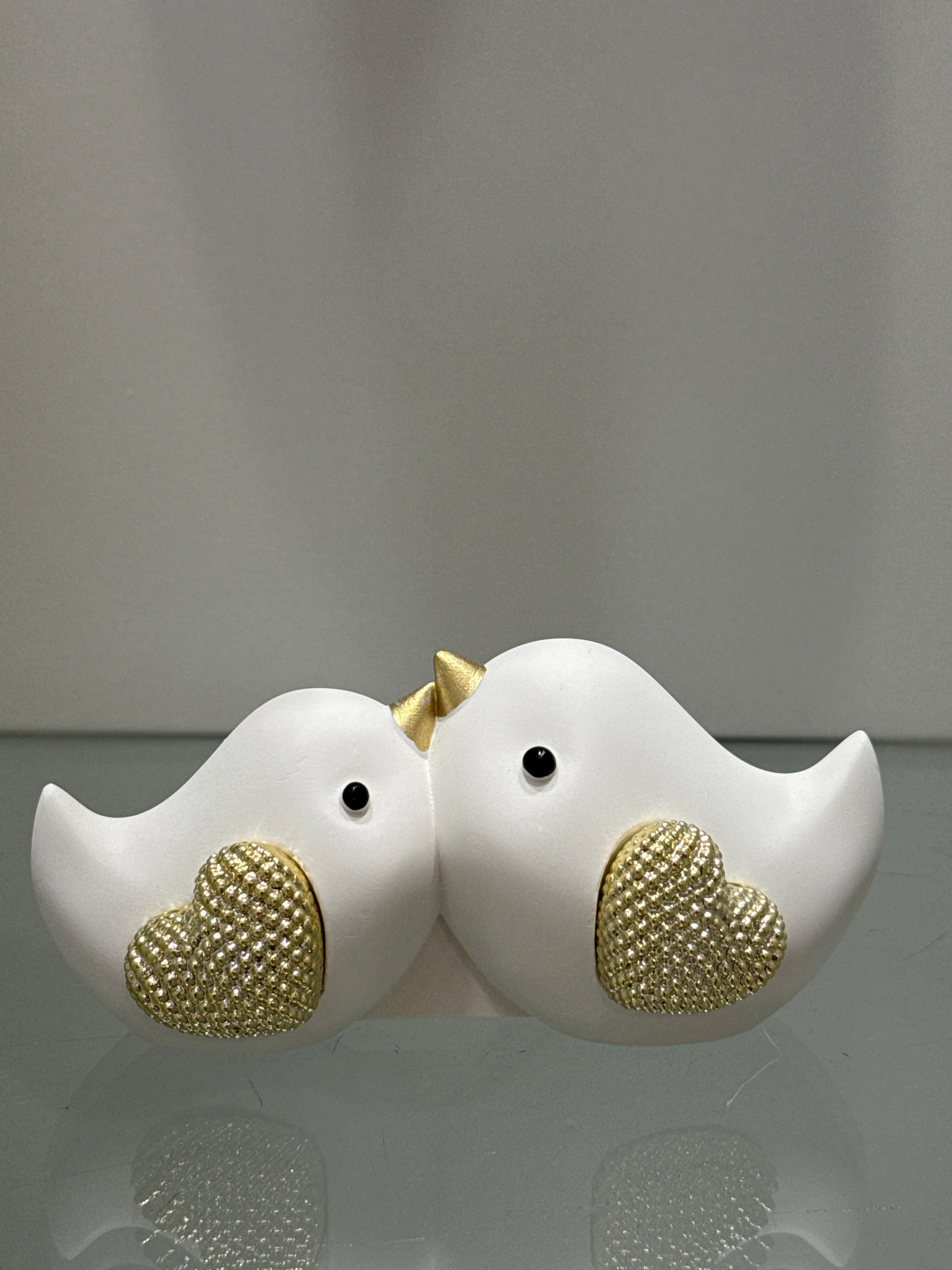 Bongelli Preziosi coppia Uccellini bianco oro 13x6