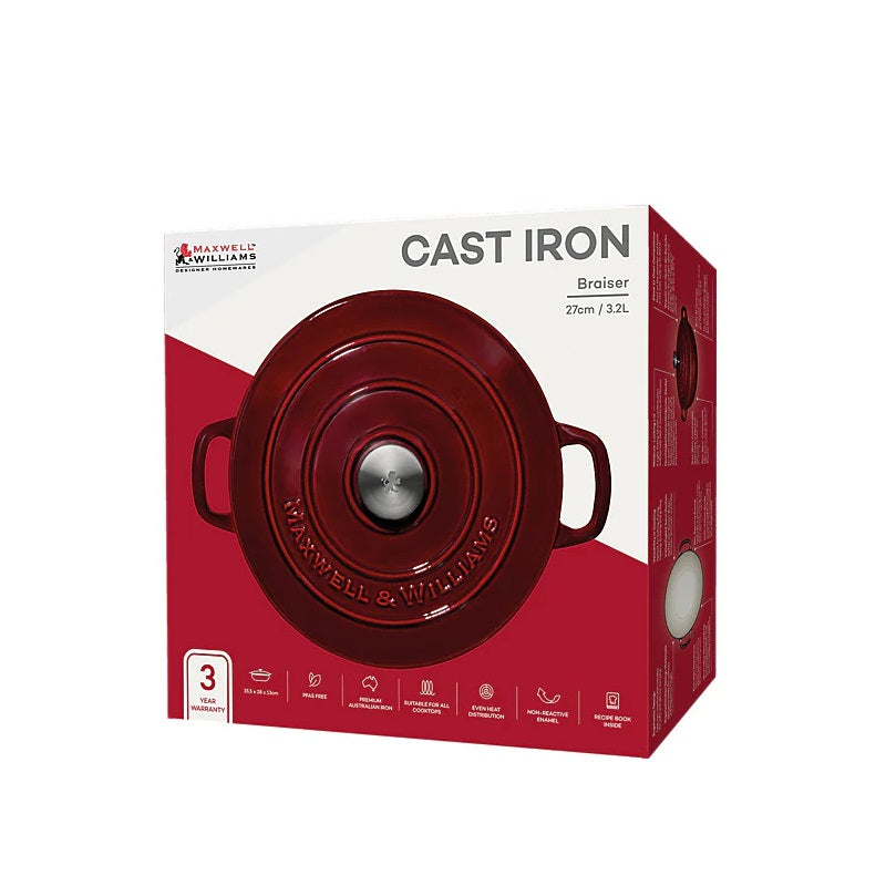 Maxwell & Williams Cast Iron Tegame Brasiera ghisa rossa 27 cm