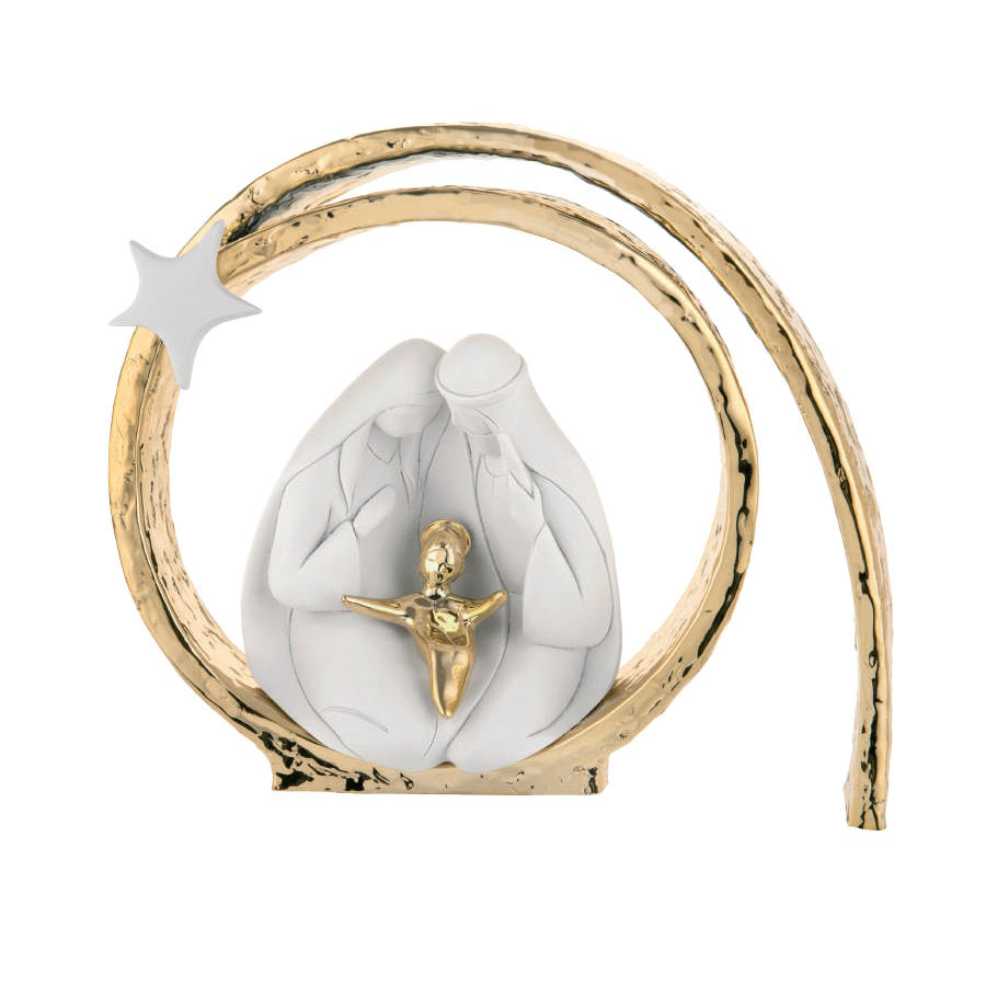 Decorazione natalizia con presepe e vortice(Oro)