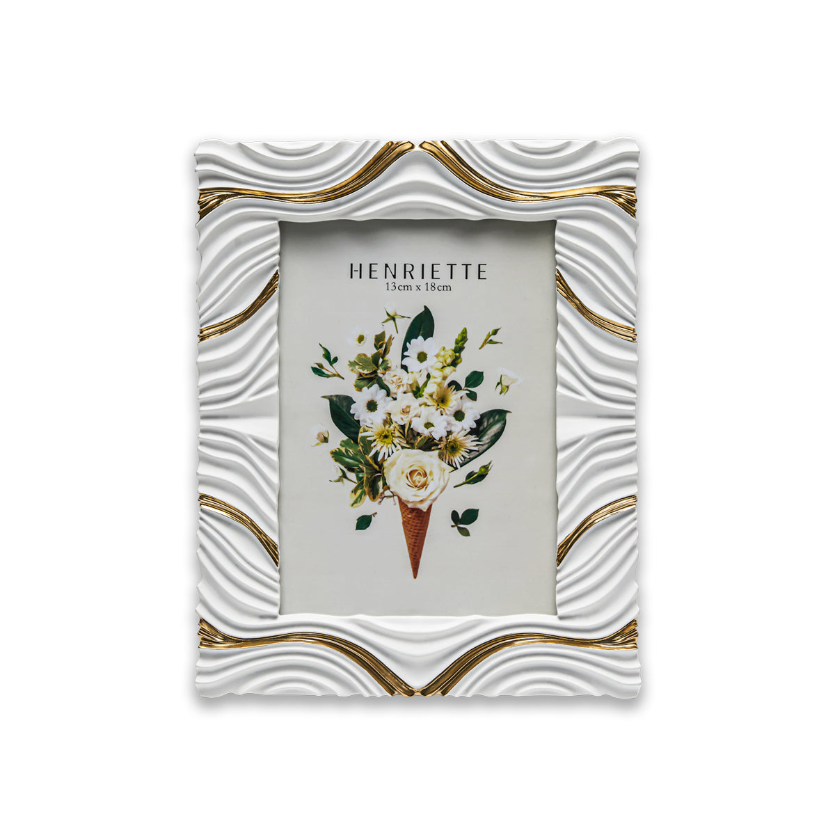 Henriette CORNICE Onda Bianco/oro cm. 13x18