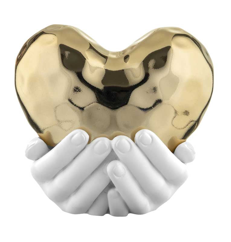Bongelli preziosi piccola Scultura moderna in marmorino collezione Mani Cuore 11x10