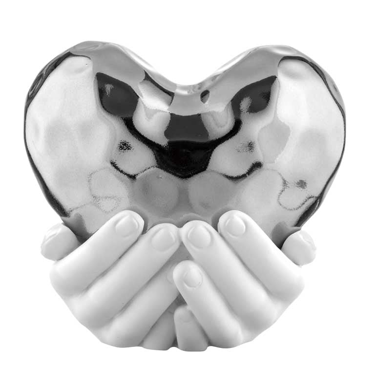 Bongelli preziosi piccola Scultura moderna in marmorino collezione Mani Cuore 11x10