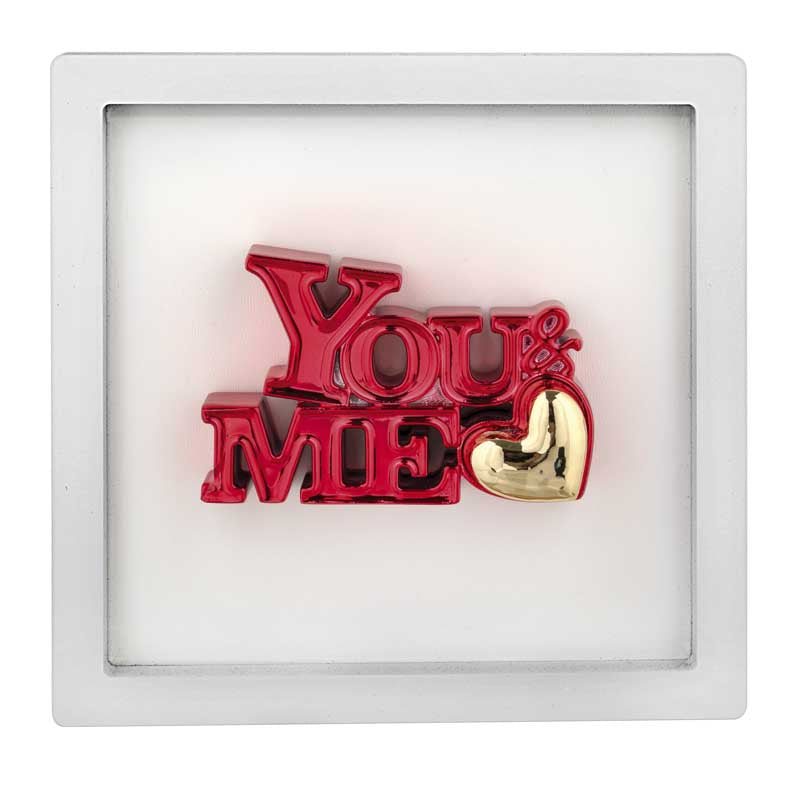 Bongelli preziosi Quadretto in legno e scultura in marmorino scritta YOU & ME cm 15 x 15