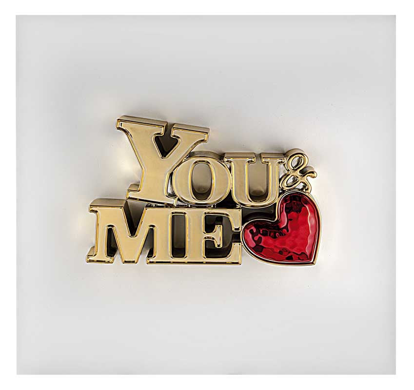 Bongelli preziosi Quadretto in legno e scultura in marmorino scritta YOU & ME cm 15 x 15