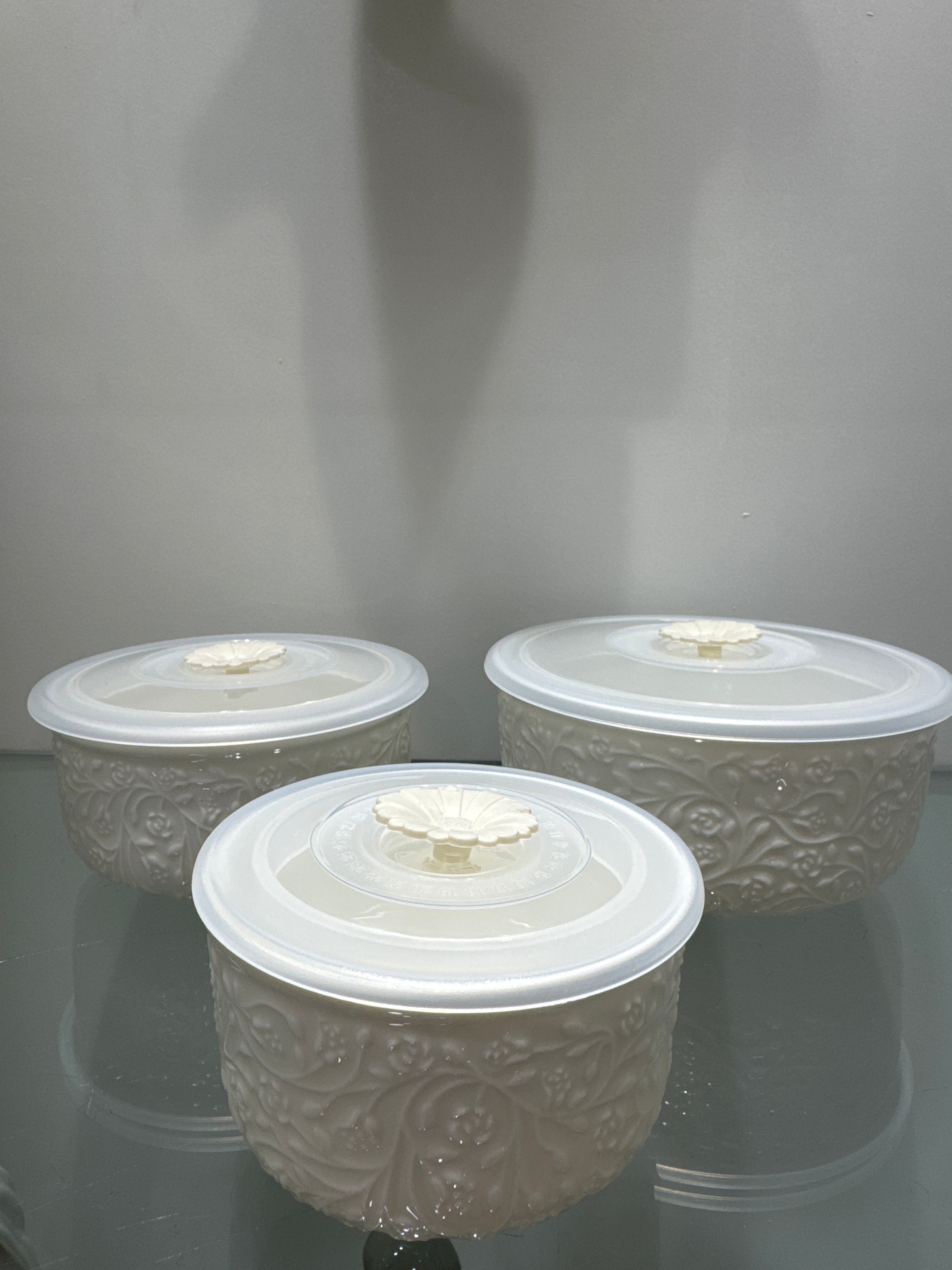 Fantin Argenti set 3 contenitori Rose in porcellana