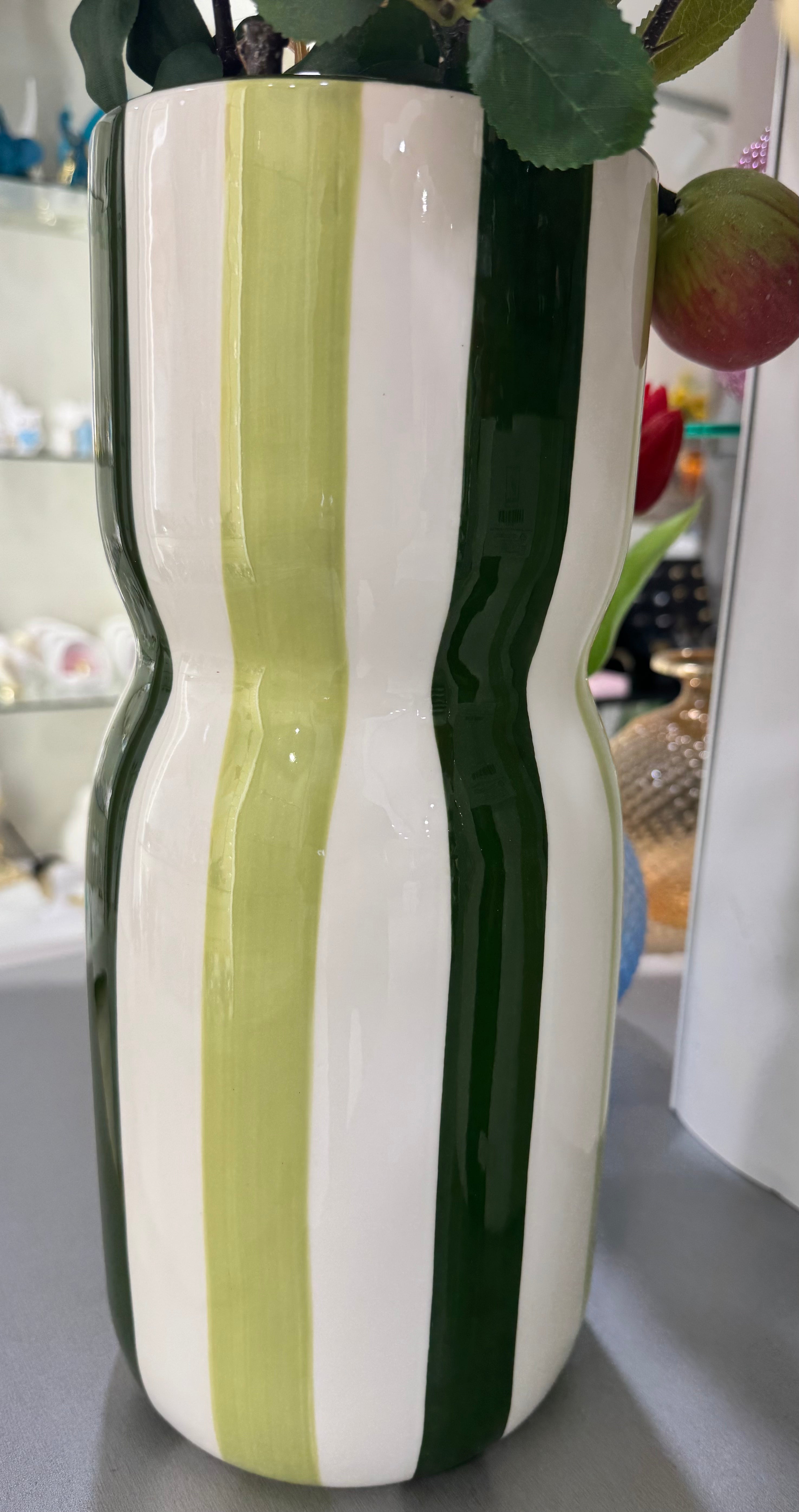 Fantin Argenti Vaso mod. Stripe Verde in ceramica  h cm. 34