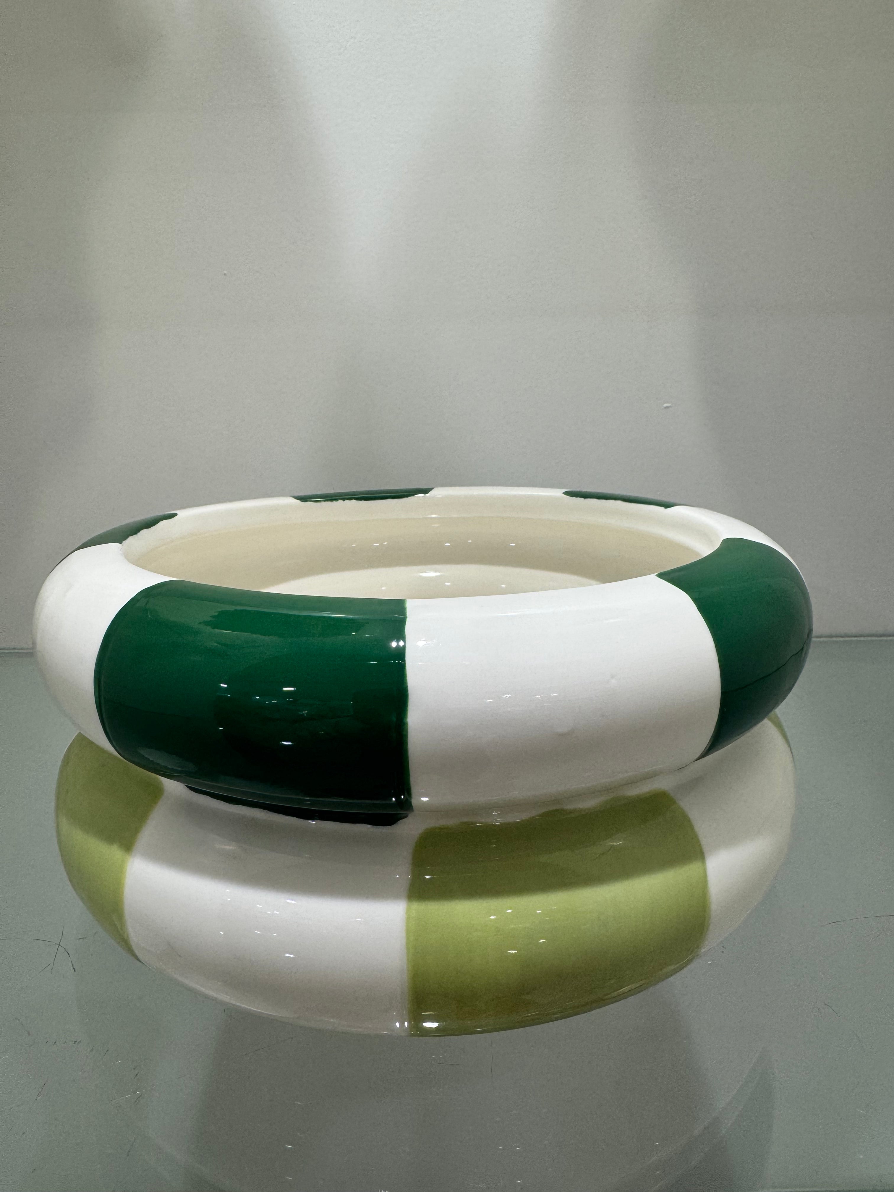 Fantin Argenti Svuota tasche Ceramica Verde Stripe