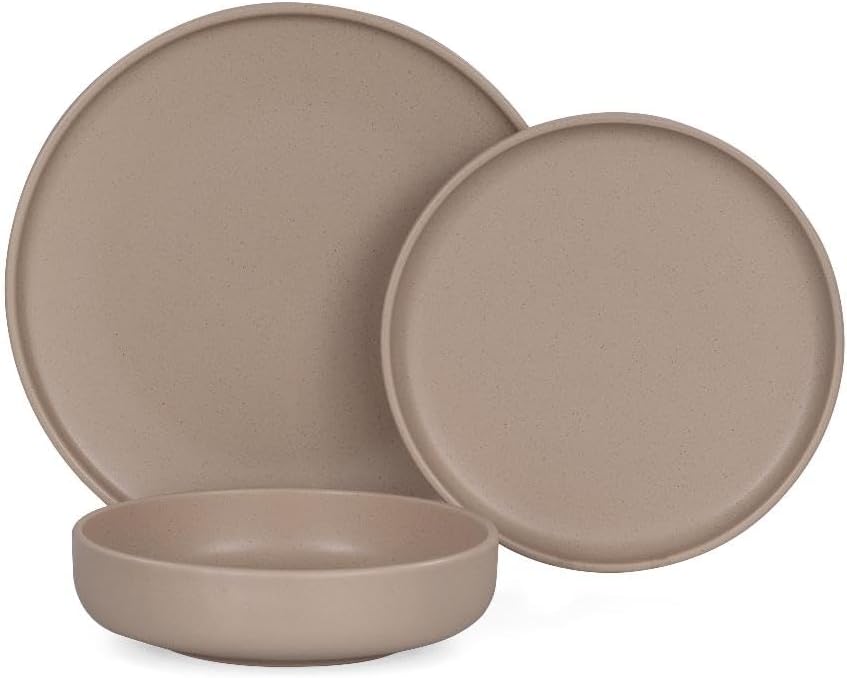 Servizio di Piatti da Tavola in Porcellana Skandik Pepper Sand 18 Pezzi Casa Collection