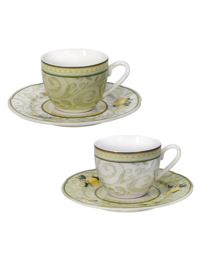 TAZZINA CAFFE' I LIMONI SET 2 PEZZI NEW BONE CHINA BRANDANI