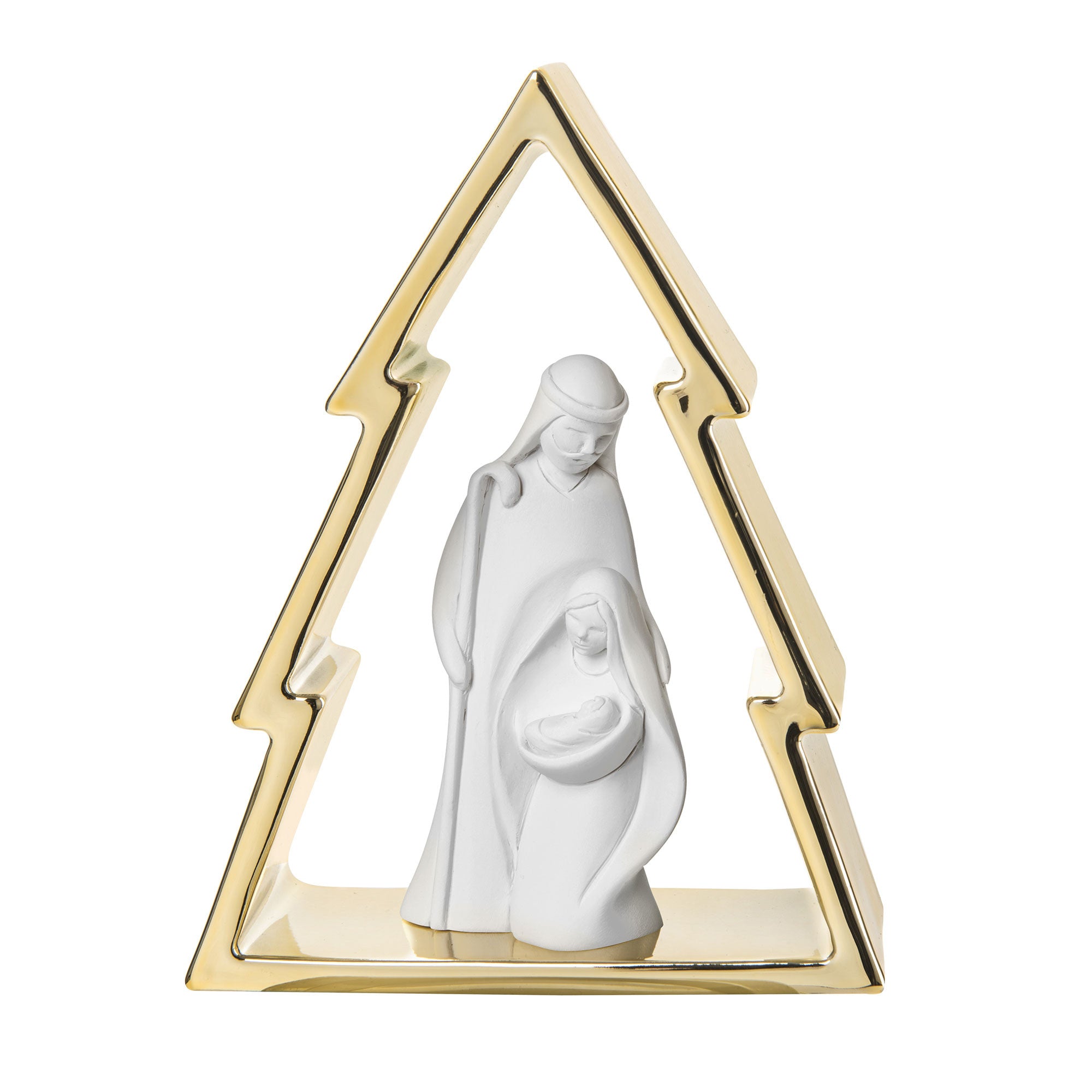 Decorazione natalizia con albero di natale piccolo e la natività (Oro)