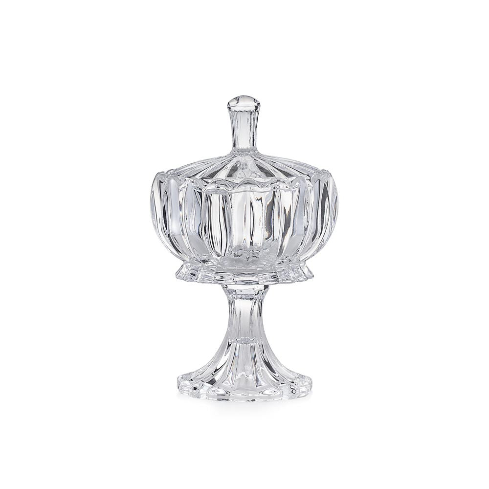 Porta bonbon in cristallo con piede Onde EMO 10x18