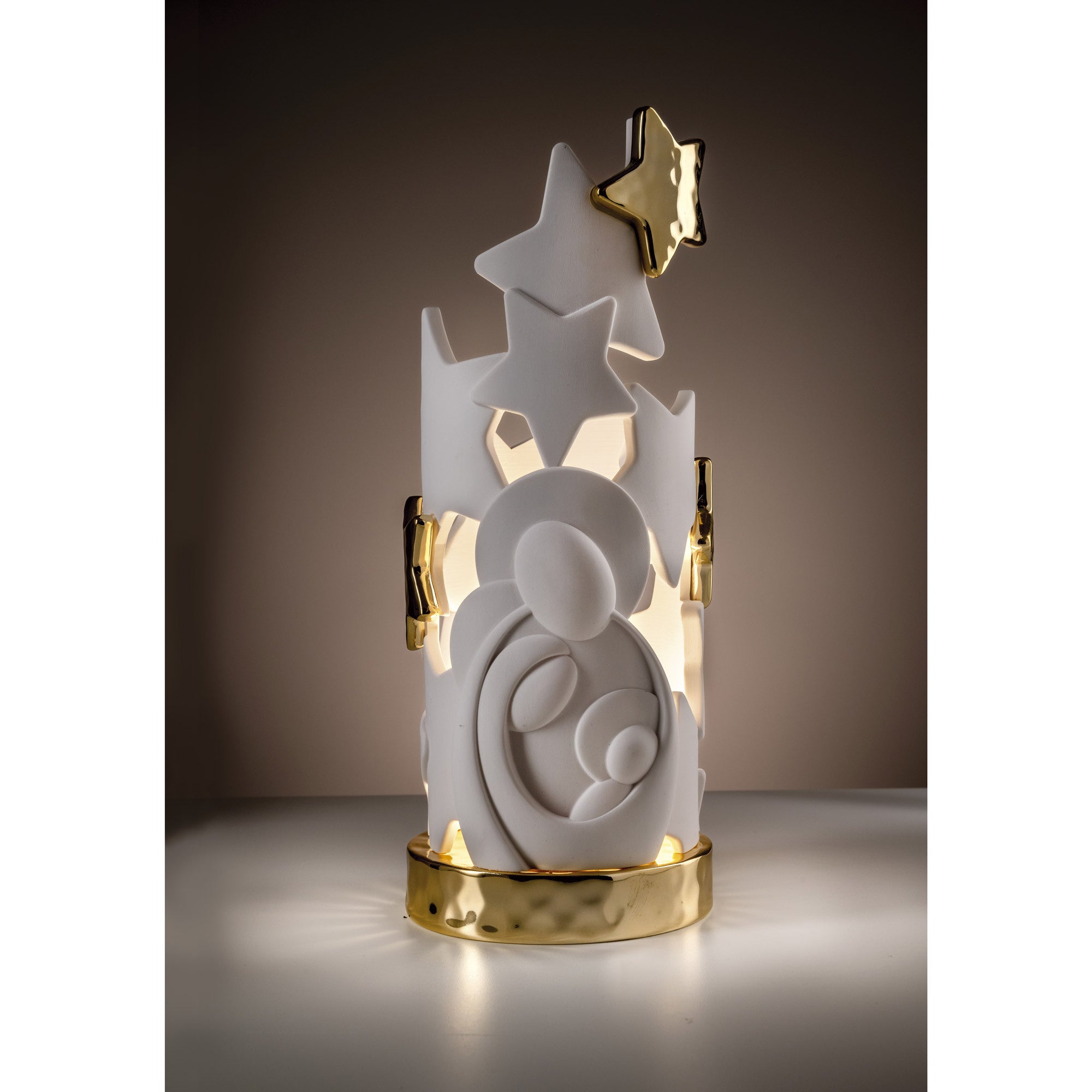 Lampada a led piccola con sacra famiglia e stelle (Oro) - 4W - 3000k Luce Calda