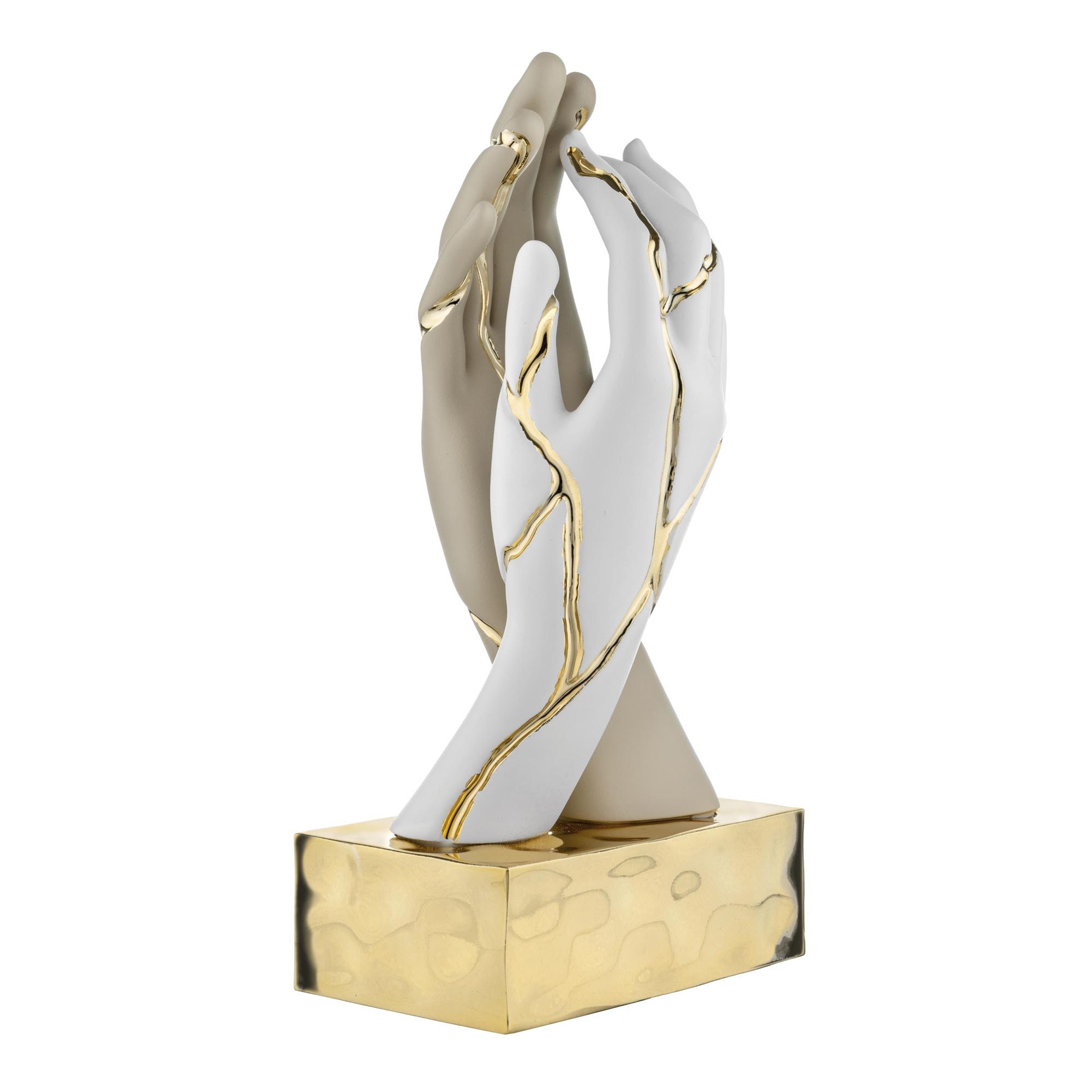 Bongelli preziosi Scultura moderna Mani intrecciate Kintsugi h 22