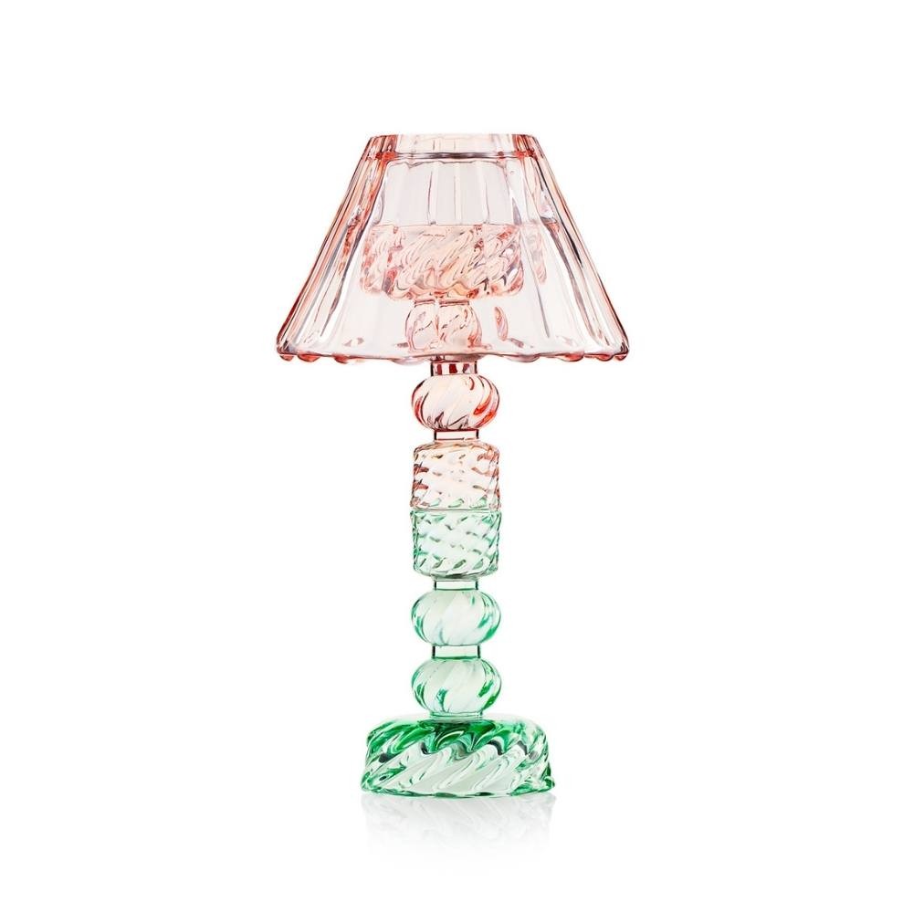 Candeliere GR con paralume rosso 14,5x14,5x26 cm Luxor