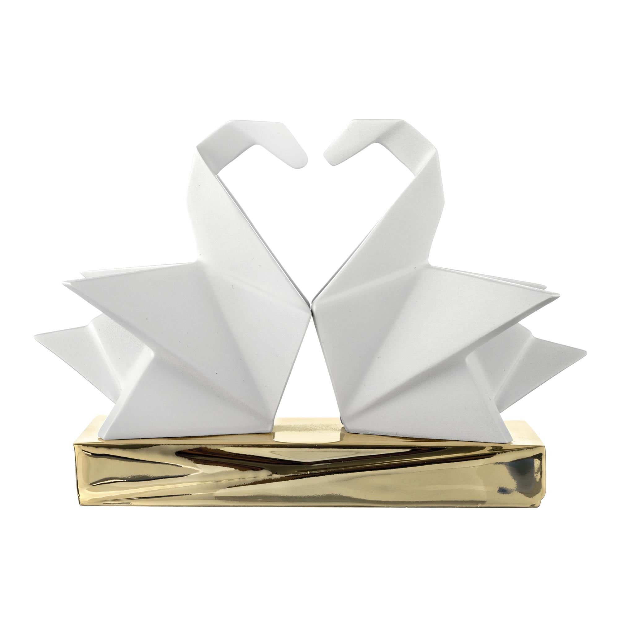 Bongelli preziosi Scultura piccola moderna in marmorino Coppia di Cigni Origami h 12