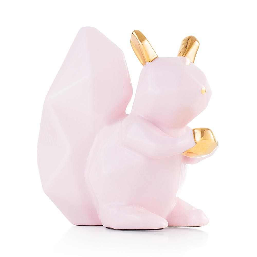 Scoiattolo in ceramica rosa cipria EMO 10,5x10x4,8