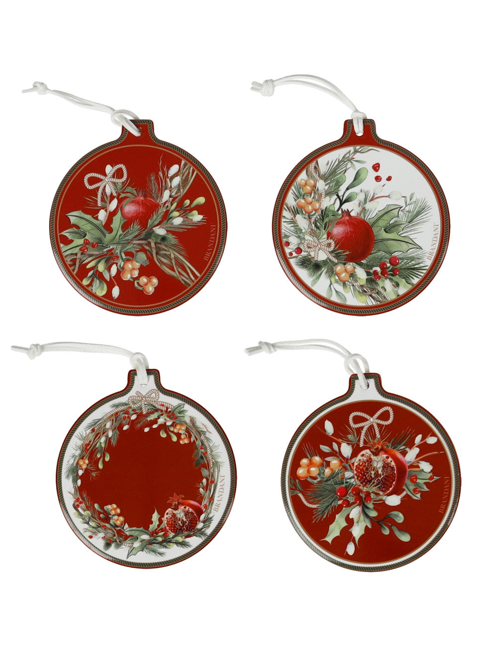 Decoration Carol set 4 pz ceram/sughero