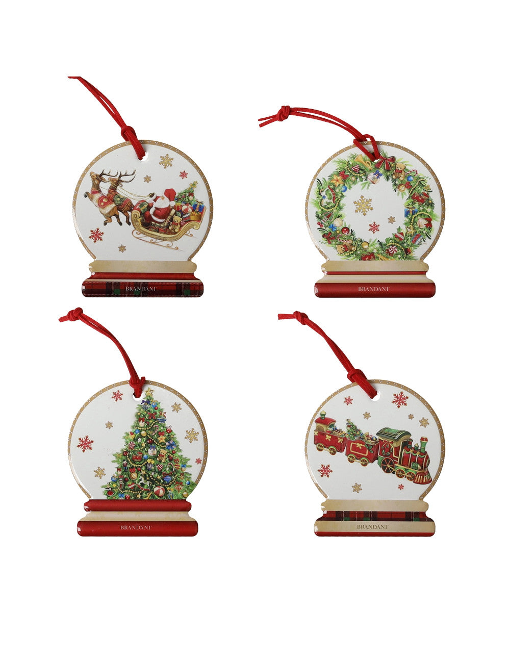 Decoration Christmas Set 4 pz ceram/sughero