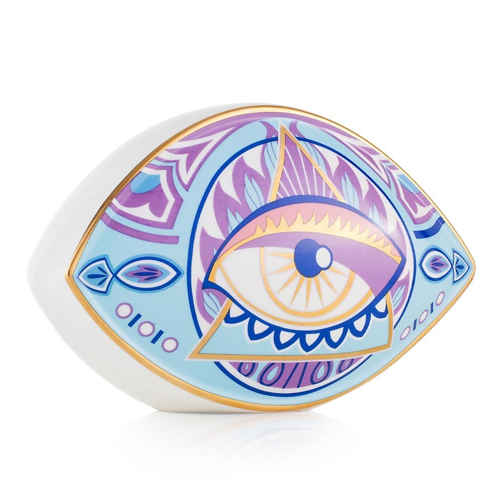 Fermacarte Egeo in porcellana con decoro num.2 20x12x13,5