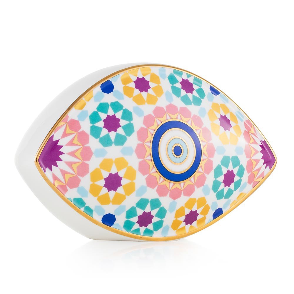 Fermacarte Egeo in porcellana con decoro num.3 20x12x13,5