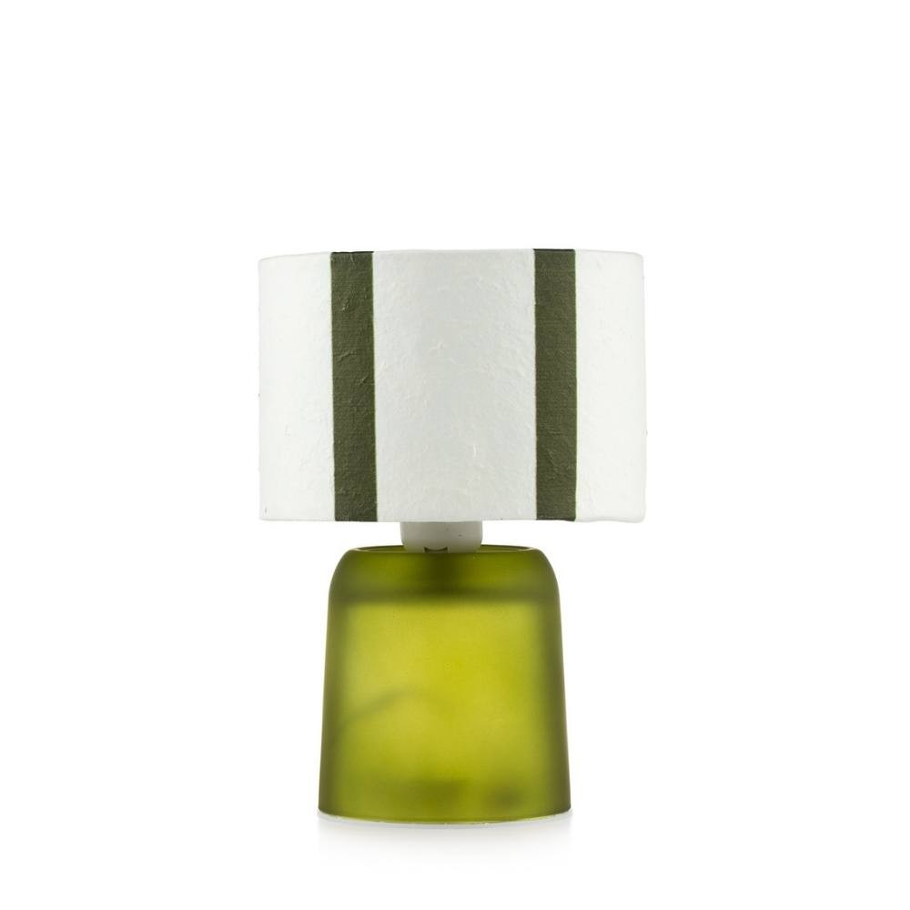Lampada con paralume a strisce bianco e verde e base verde 13x20 cm Rayon