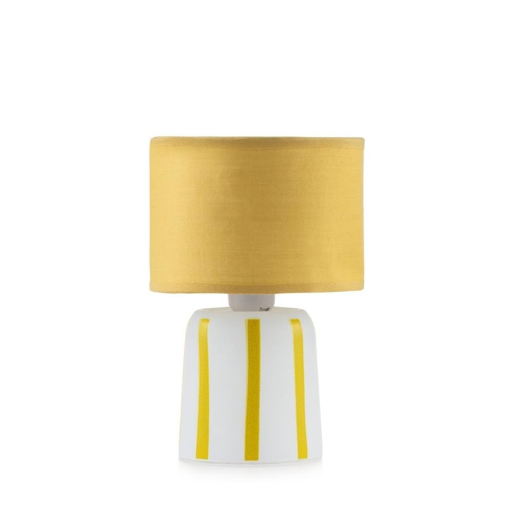 Lampada con paralume giallo e base a strisce bianco e giallo 13x20 cm Rayon