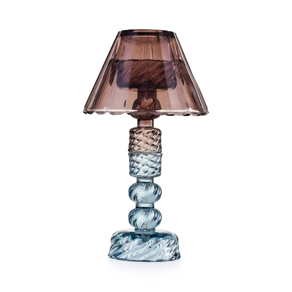 Candeliere Luxor con paralume in vetro fango EMO