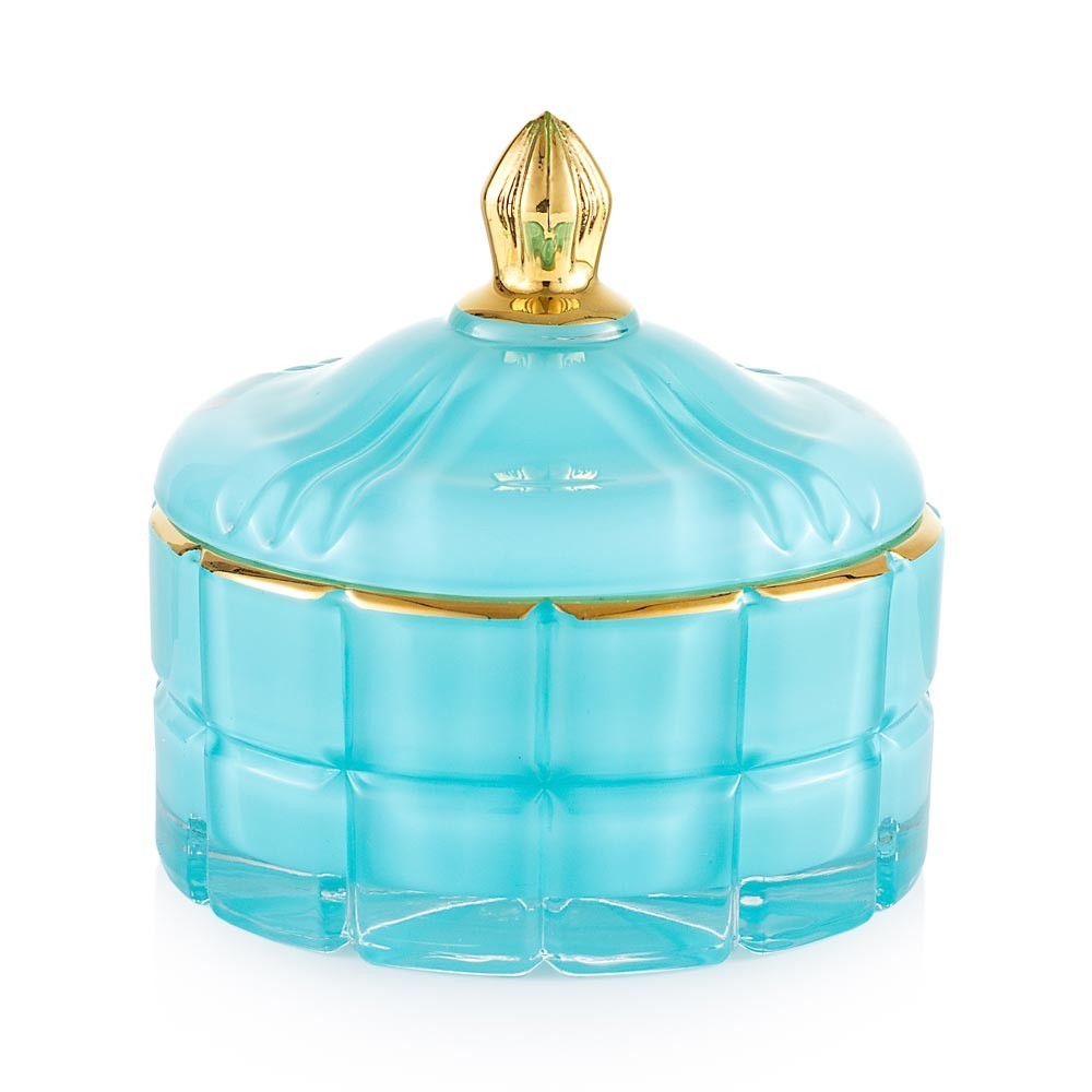 Tresors candela in vetro celeste EMO 10,4x10,4x10,3